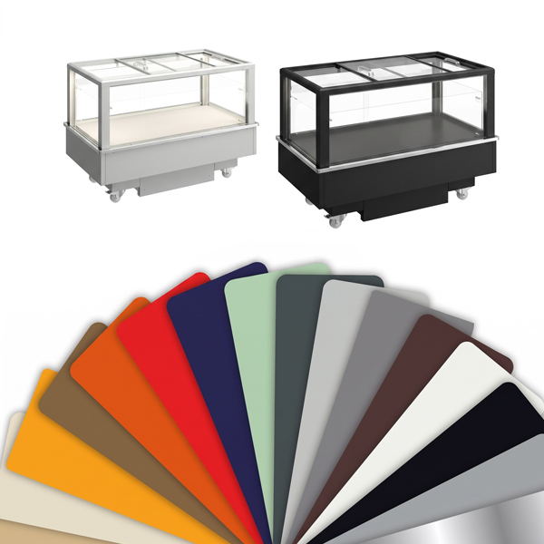 Opciones de personalizaci&oacute;n de color en perfiles gris y negro para la isla FUTURO 2