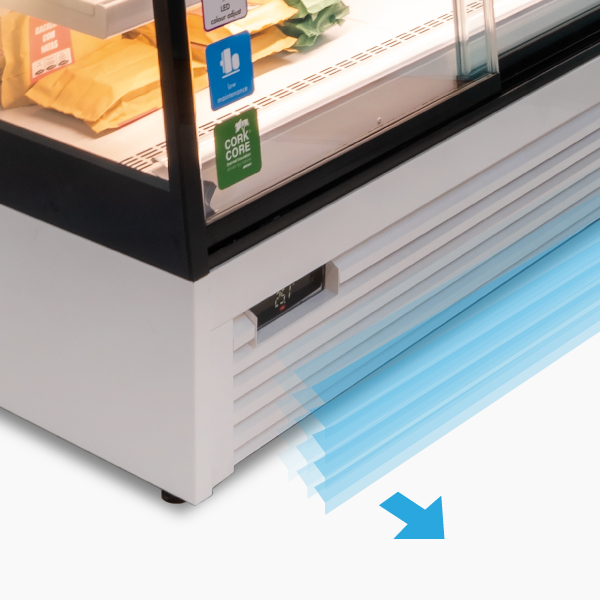 Acesso frontal ao grupo compressor em expositores alimentares Acesso frontal ao grupo compressor em expositores alimentares