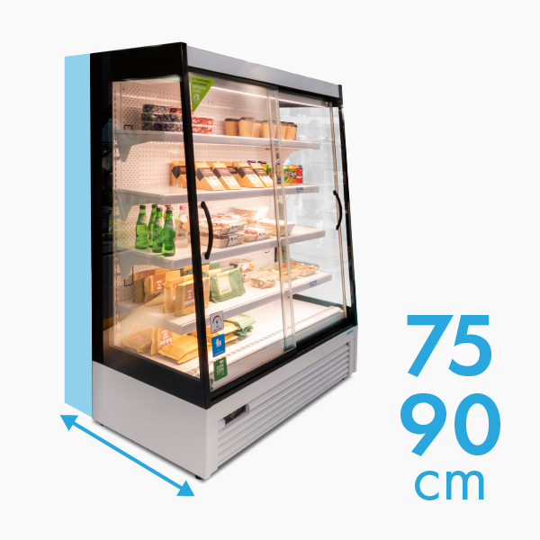 Dimensões dos expositores alimentares: 75 cm e 90 cm Dimensões dos expositores alimentares: 75 cm e 90 cm
